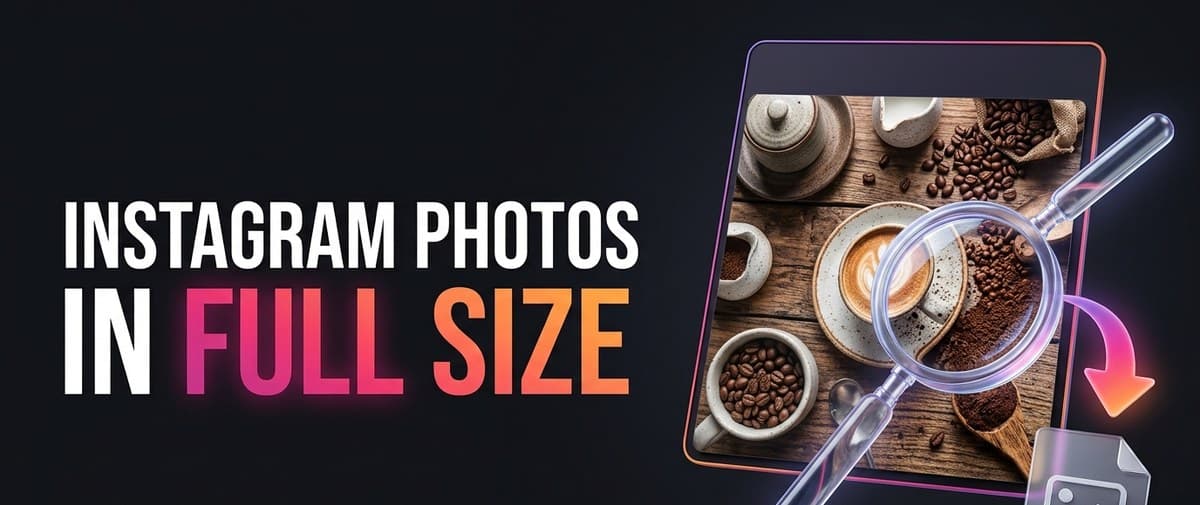 Instagram photos in full size, a magnifying glass revealing sharp detail on an Instagram photo