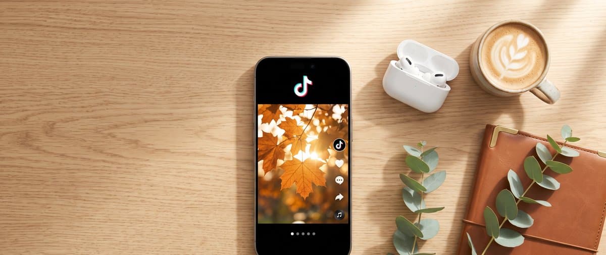 Phone showing a TikTok photo slideshow post with multiple image thumbnails and the download button highlighted
