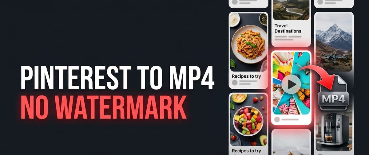Pinterest to MP4 without watermark, a Pinterest board with a video pin saving as an MP4 file